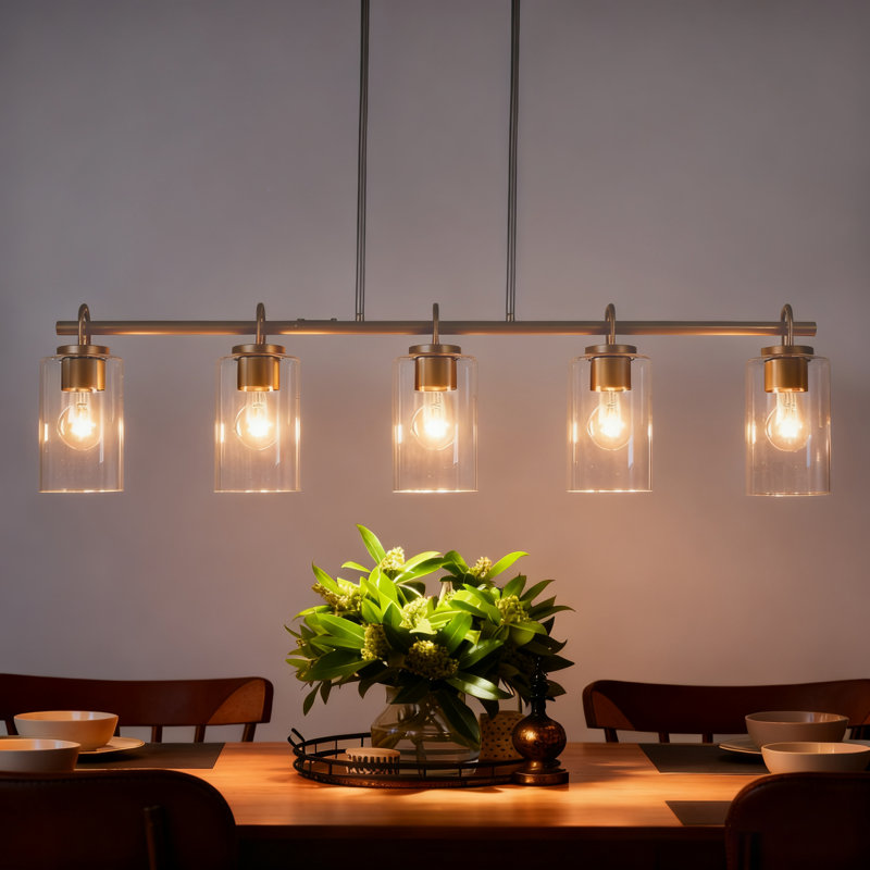 5-Light Gold Kitchen Island Linear Pendant
