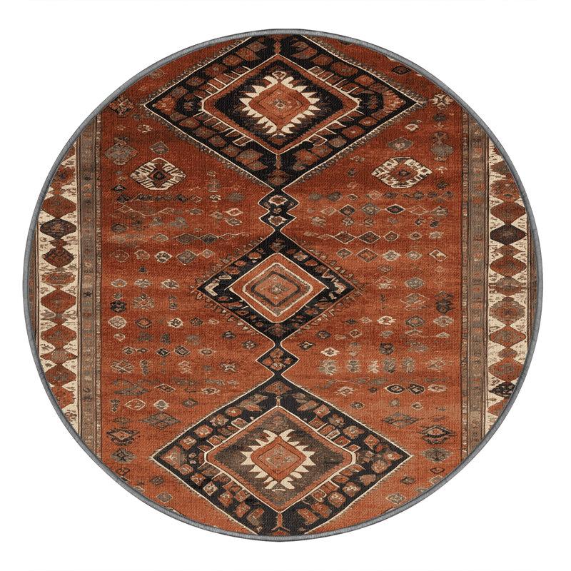 Tapis brun lavable à la machine, Rond 4 pi