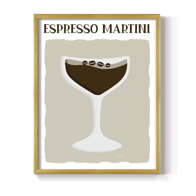 Espresso Martini, reproduction encadrée - bois massif, H 15 po x l 12 po, Doré