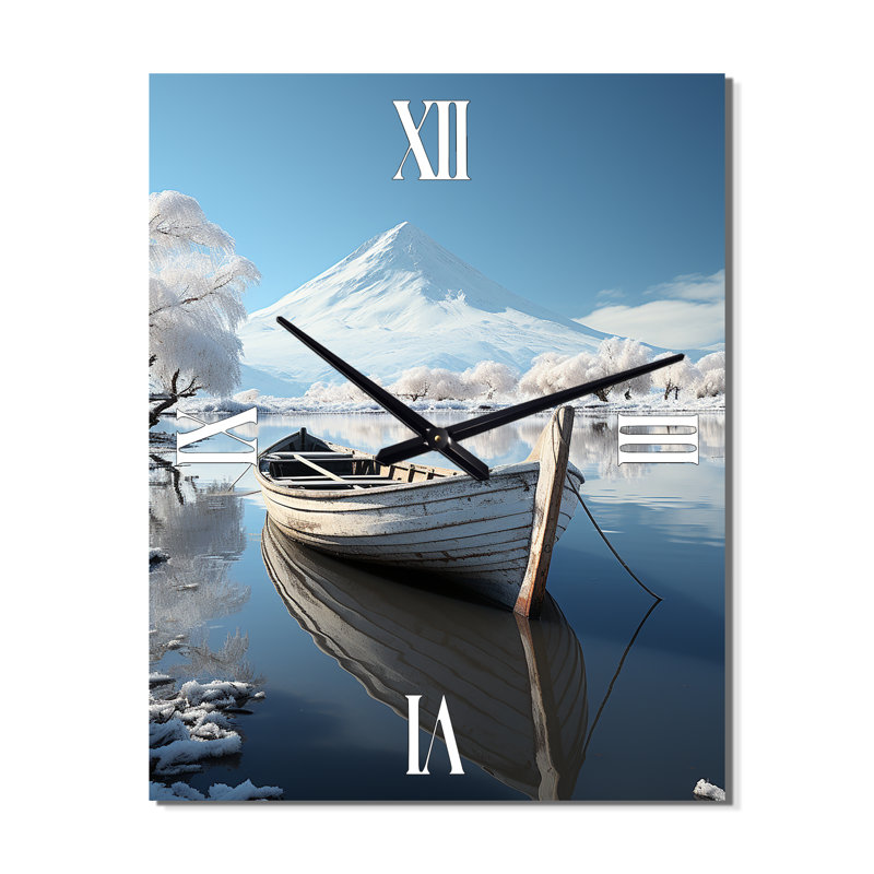 Blanc Japon Whispers Of Winter I - Cottage Très grandes horloges murales, H 28 po x l 12 po x P 1 po