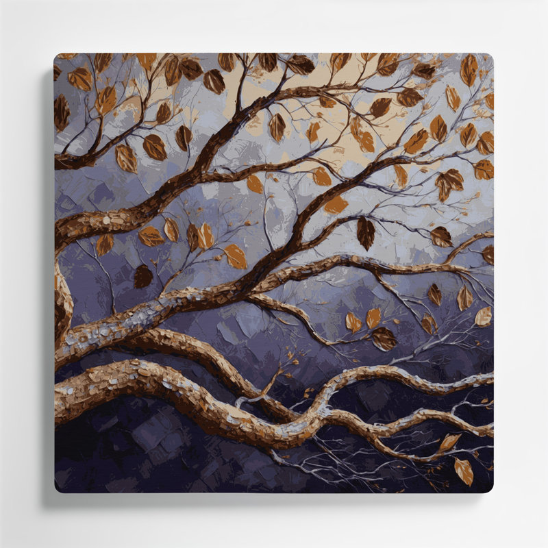 Art mural en métal Botanical Pecan Branches, H 12 po x l 12 po