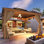Pavillon de jardin à toit rigide 10 pi x 12 pi avec toit en acier galvanisé et structure en aluminium à grain de bois, pavillon en métal pour l'extérieur avec rideaux et filet pour patio et cour arrière