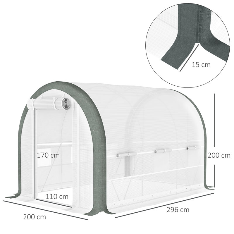 6.5 Ft W x 10 Ft D Polytunnel Greenhouse