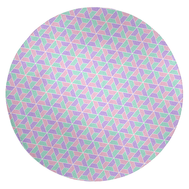 Tapis aquamarine/zone saumon foncé, Rond 5 pi