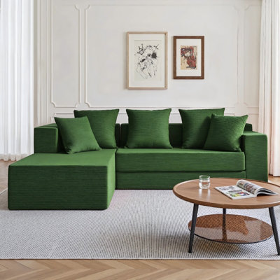106" Sectional Sofa For Living Room, Cloud Couch With 59" Deep Seat, Modern Modular L-shape Sofa Bed With Chaise, Upholstered Boneless Couches For Bedroom, No Assembly