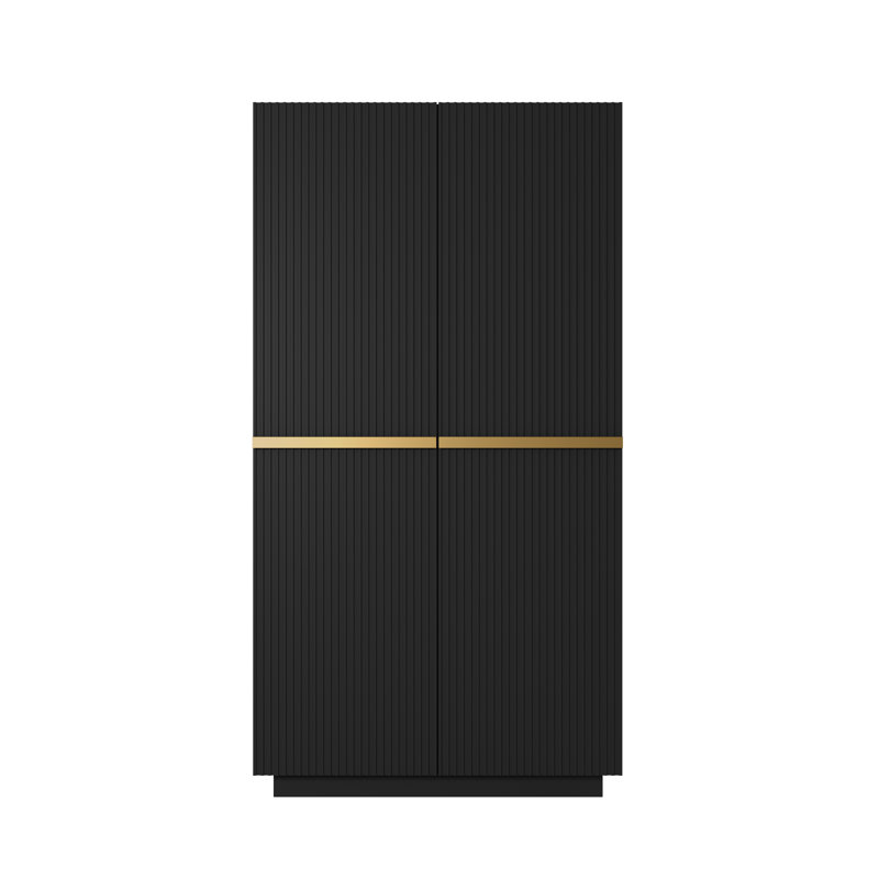 Badal Manufactured Wood Wardrobe, Black/Gold