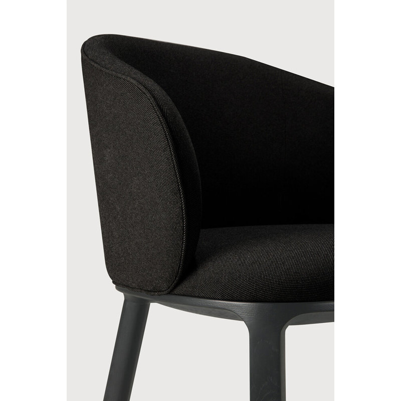 Unda dining chair - varnished oak - black - Charcoal fabric 61/58/81, Charcoal, Oak Black