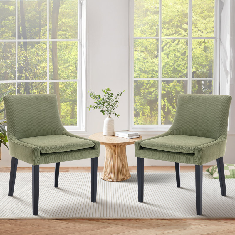 Chaise d'appoint rembourrée en velours côtelé Demarrion, Velours côtelé vert
