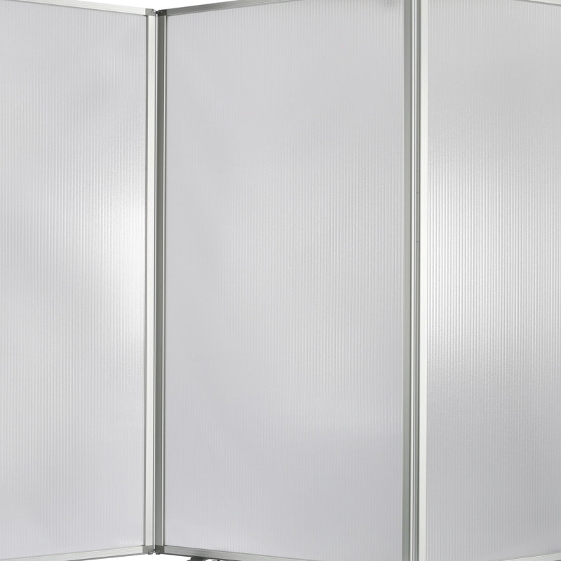 Paravent 3 panneaux en plastique avec roulettes, gris