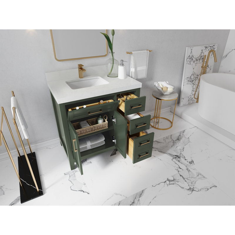 Ensemble de meuble-lavabo simple 36 po Haajar, Marbre de Carrare