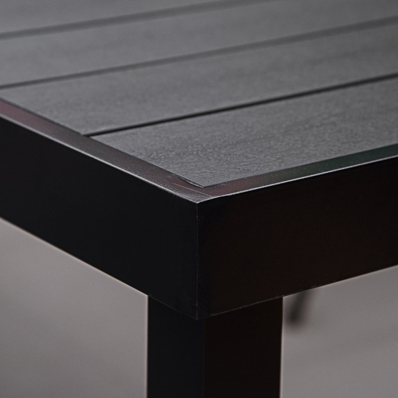 Table de salle à manger d'extérieur, Noir, H 29,26 po x l 74,76 po x P 35,51 po