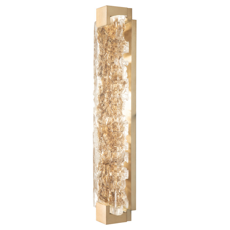 Plafonnier encastré 2 lumières DEL Terra, Doré, H 11,75 po x l 6,25 po x P 3,5 po, Râteau transparent