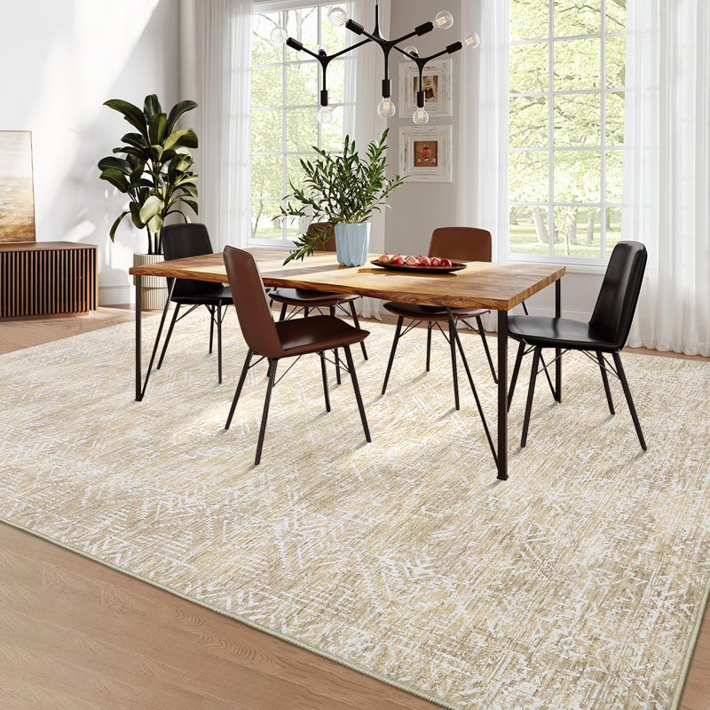 Modern Machine Washable Rug Non-Slip Area Rug for Living Room Low-Pile Rug Indoor Floor Cover for Bedroom Dining Room Hallway Kitchen Office