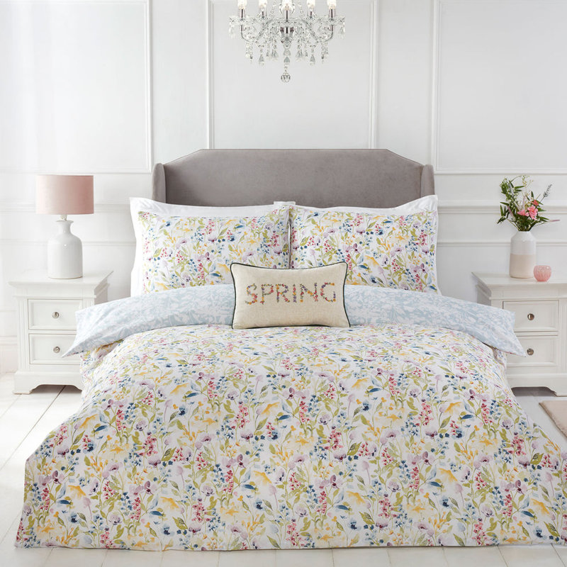Spring Flowers Reversible Printed Duvet Set   , Kingsize