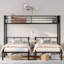 Lit superposé triple en métal noir pour 3 personnes, simple au-dessus de simple avec option simple TG, peu encombrant