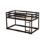 Lit superposé simple au-dessus d'un lit simple avec échelle en bois massif et en bois d'hévéa massif avec plateforme à lattes renforcées, espresso-614131859