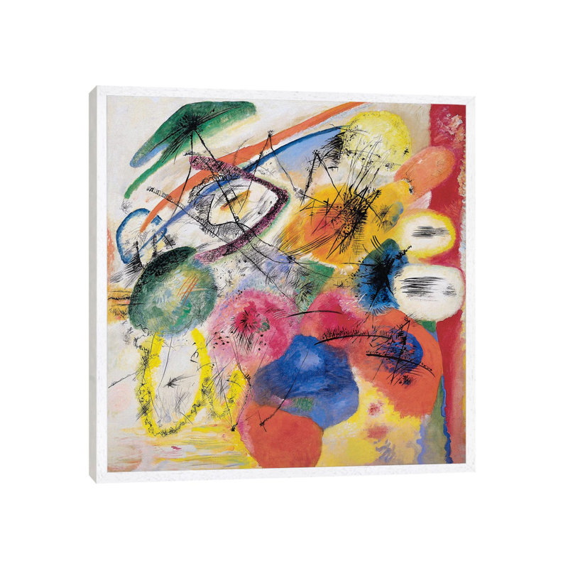 Black Lines by Wassily Kandinsky - Floater Frame Painting on Canvas, 45.72 cm H x 45.72 cm W, White
