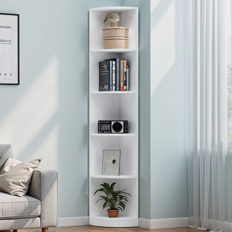 Clarklake Corner Shelf Unit, Small Bookcase, White