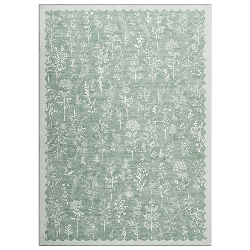 Washable Rug for Living Room Floral Print Bedroom Area Rug Non Slip Dining Table Throw Mat Botanical Area Rug Carpet for Entry Basement Dorm