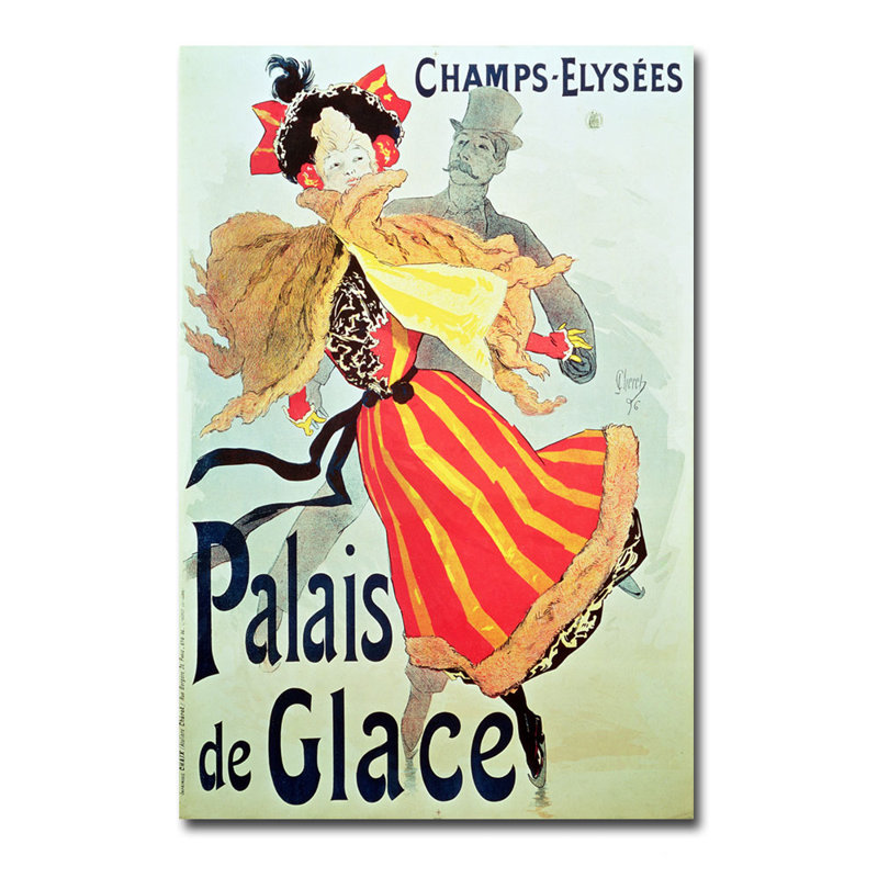 « ice palaces elysees, 1893 » par jules cheret affiche rétro sur toile, H 24 po x l 16 po x P 2 po