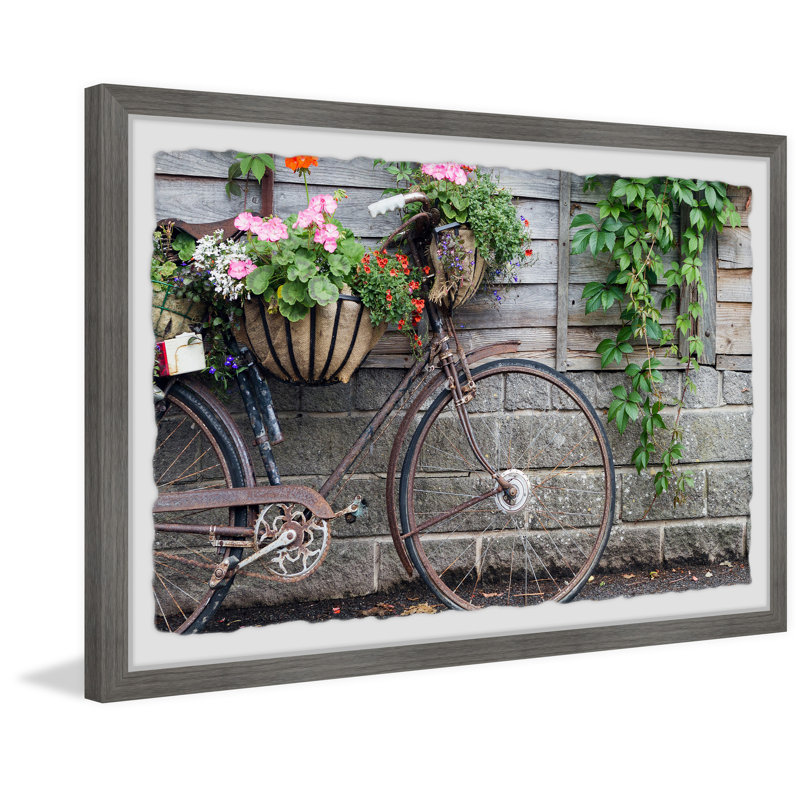 Bike Planter 1 Piece Single Picture Frame Painting, 20cm H x 30cm W x 3.81cm D
