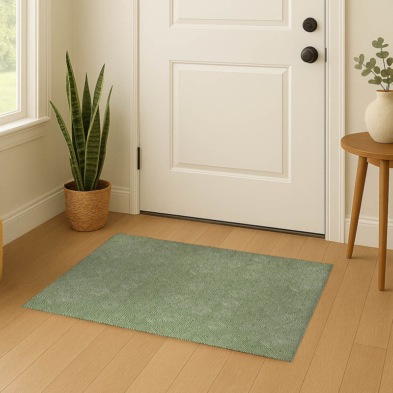 Paillasson Ikat, Vert olive, L 60 po x L 36 po