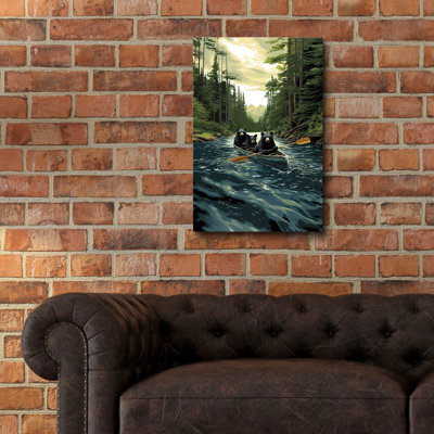  «Black Bear Canoe» par Jim Baldwin, art mural en verre acrylique, 16 po x 24 po