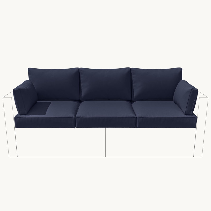 Outdoor Cushions Replacement Patio Cushions Set For 3 Seats, Navy Blue