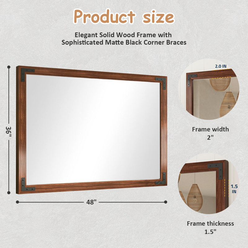 Miroir rectangulaire imperméable pour salles de bain, chambres à coucher, salons et vestibules, 36 po x 48 po