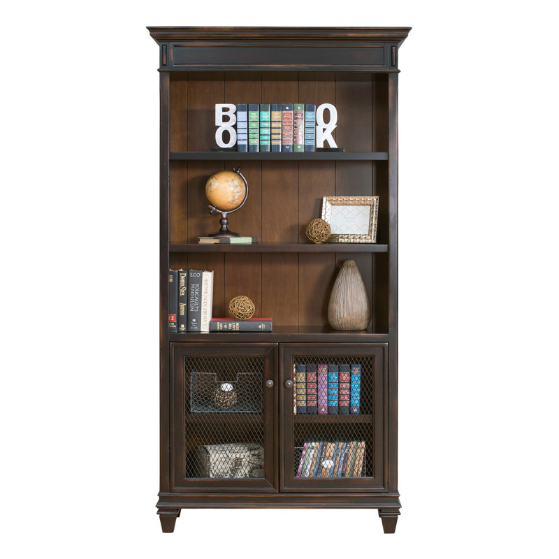 Django Solid Wood Standard Bookcase, Black/Brown