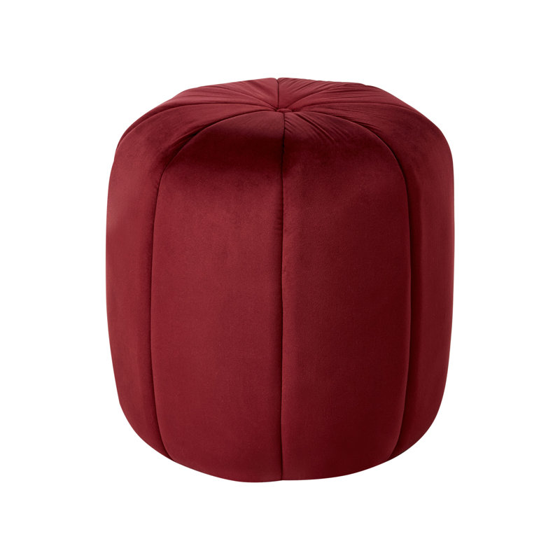 40cm Wide Tufted Oval No Pattern Pouffe Ottoman, Red