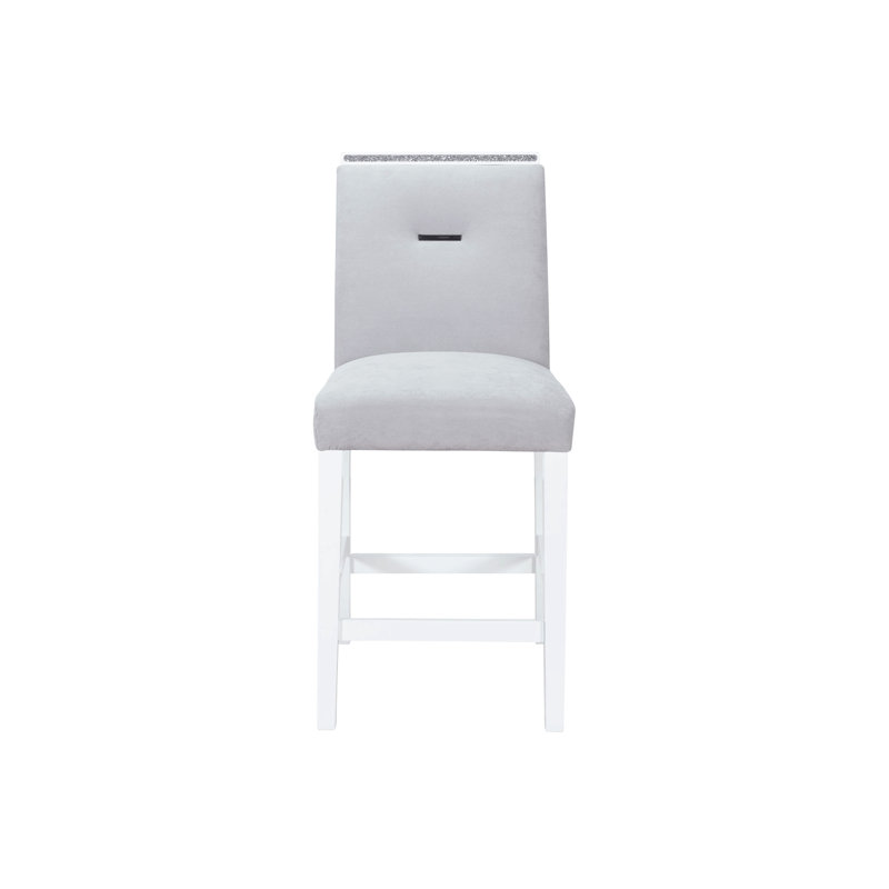 Tabourets de bar gris (ensemble de 2), Siège gris / cadre blanc, 2