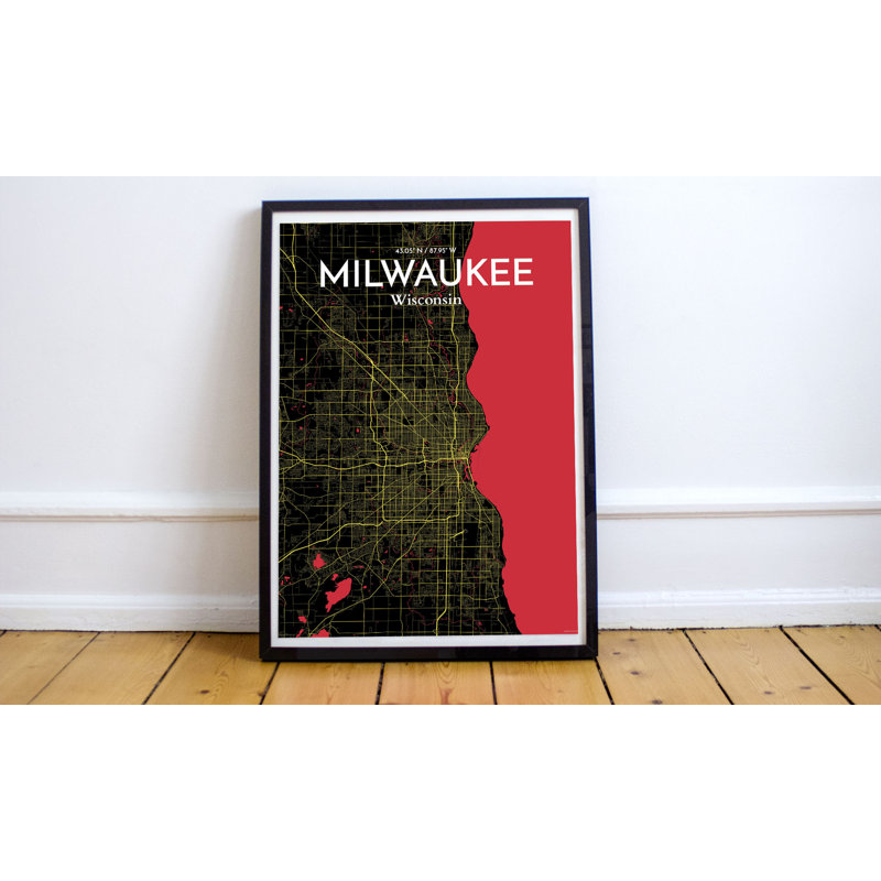 Milwaukee City Map - No Frame Print, 43.2cm H x 27.9cm W x 0.13cm D