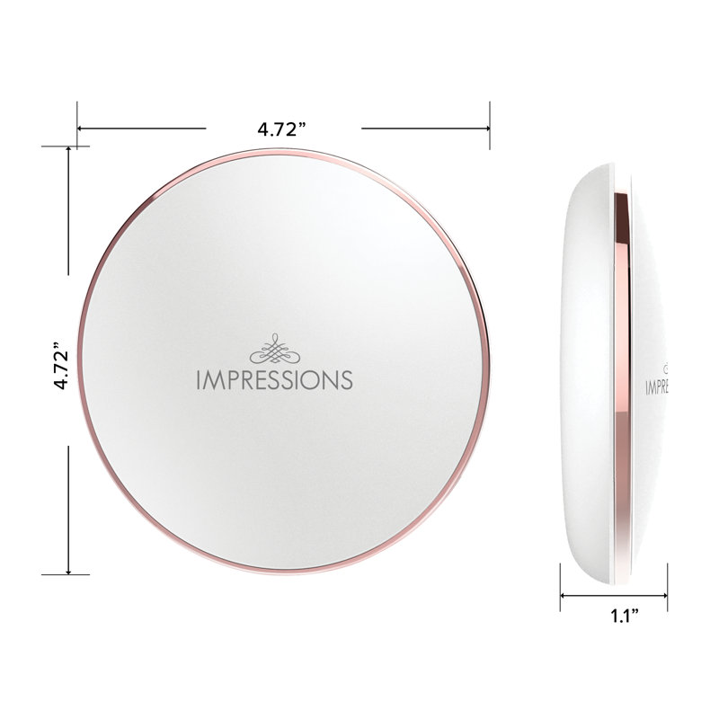 Coco LED Compact Mirror with Dimmer Button, Round Makeup Mini Travel Mirror with 7X Magnifying Glass