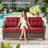 Lisandro 5-Piece All-Weather Outdoor Wicker Square Fire Pit Conversation Set With Swivel Gliders And Side Table For Patio＆Garden-802873361