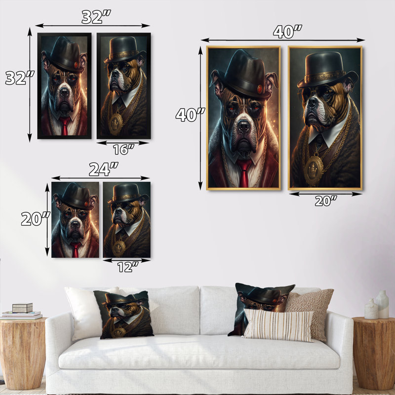 Mafia Pitbull - ensemble de 2 reproductions, H 32 po x l 32 po, Toile tendue