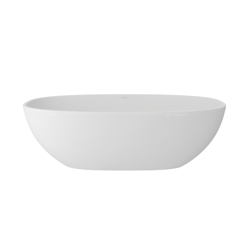 Barcelona 66.875" x 31.75" Freestanding Soaking Volcanic Limestone™ Bathtub, Matte White, Traffic Black - Matte