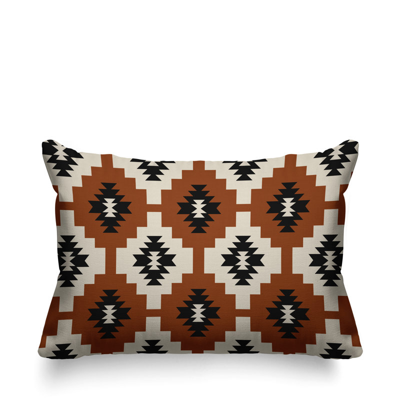 Coussin intérieur / extérieur Hinto Southwestern, 17 po x 17 po, Orange brûlé, Carré
