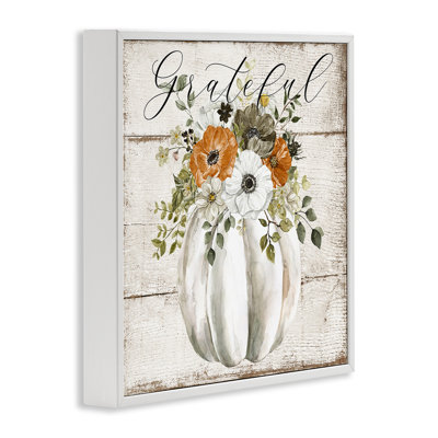 Art de giclée encadrée de citrouille florale reconnaissante par LSR Design Studio