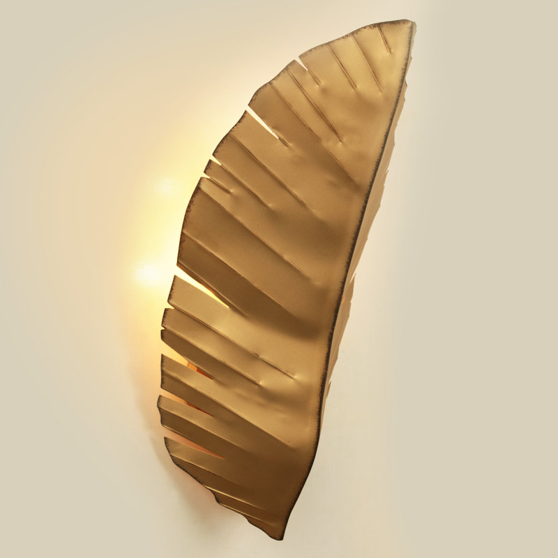 Gold Banana Leaf Direct Wired Electric Wall Sconce