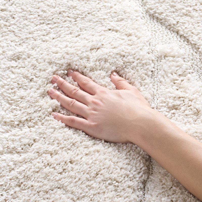 Ashal Abstract Indoor Rug, Square 3', Beige/Ivory