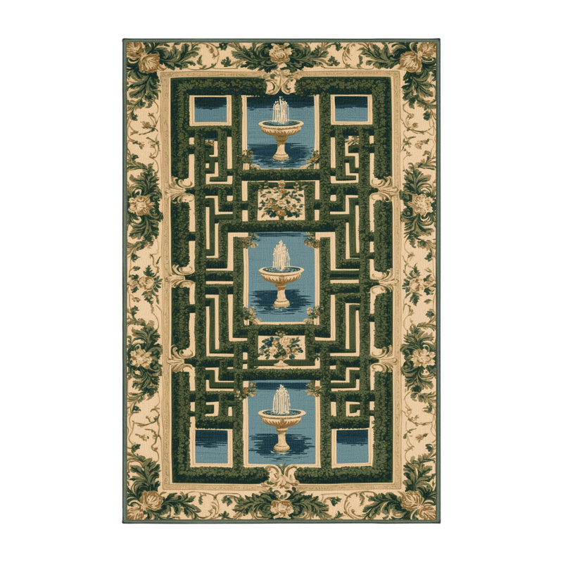 Tapis vert français lavable à la machine, Rectangle 8 pi x 10 pi