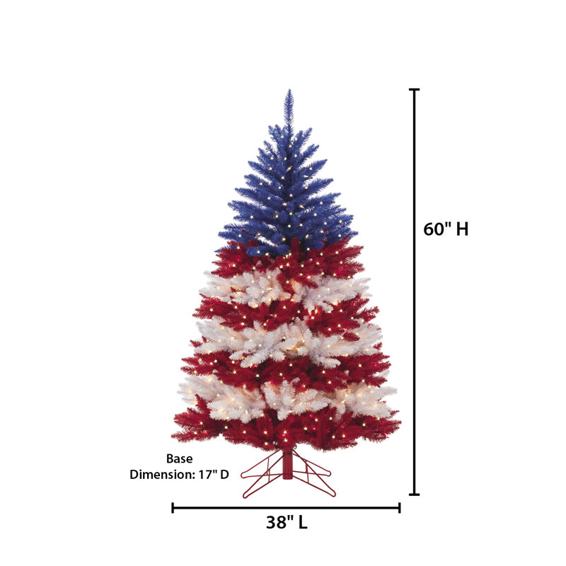 Matthias Lighted Artificial Pine Christmas Tree, 60" H x 38" W x 38" D