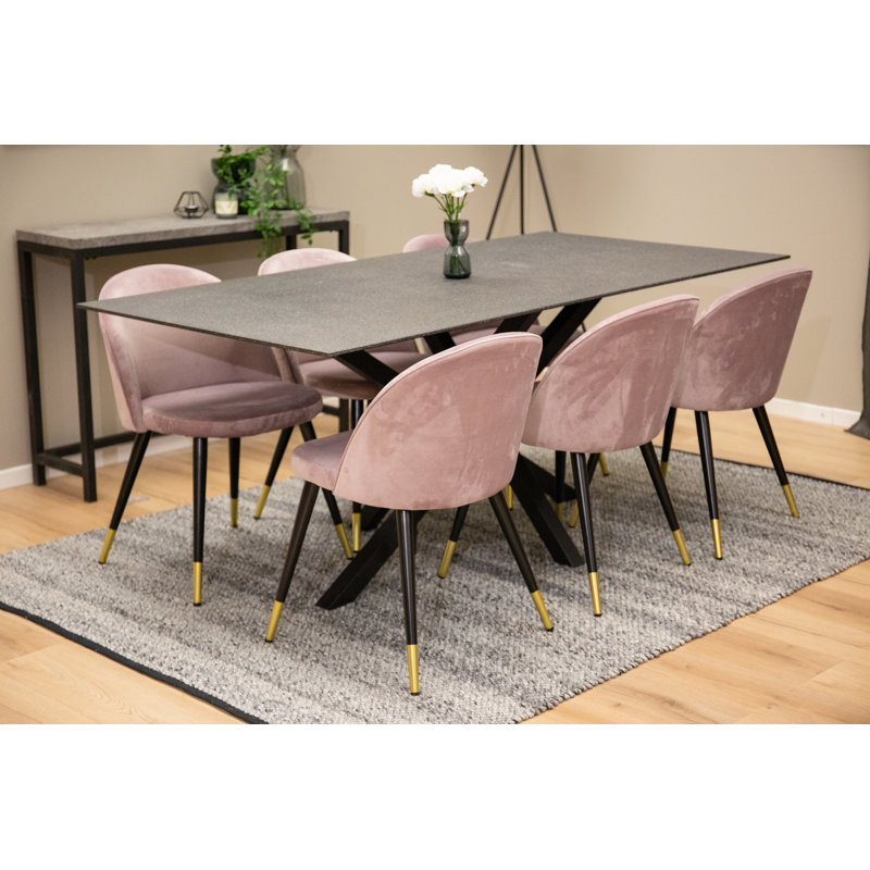 Briallen 6 - Person Dining Set, Dust Pink/Brass