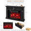 Meuble télé de style ferme avec foyer électrique en forme de losange de 142 cm (56 po), console multimédia avec manteau sculpté romain et 2 tiroirs de rangement, compatible avec les téléviseurs jusqu'à 165 cm (65 po).-1111981934