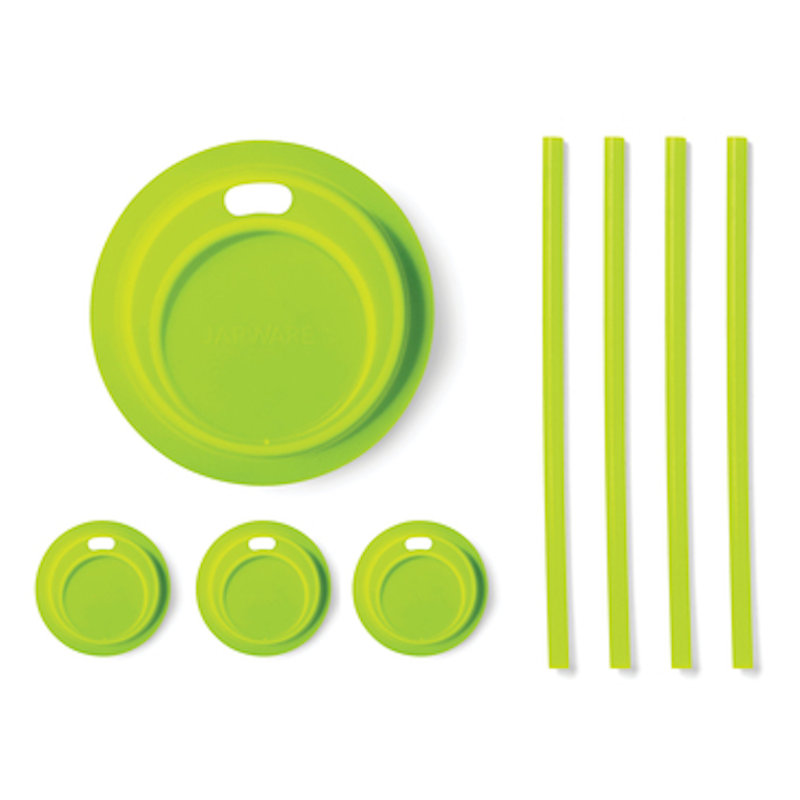 Ensemble de couvercle en silicone et paille, Vert