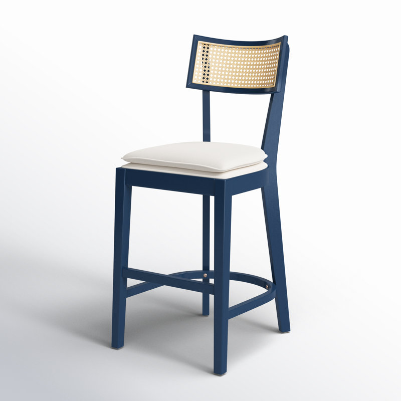 Tabouret Tarrington, Naturel / bleu marine, Tabouret de comptoir (siège d'une hauteur de 26,6