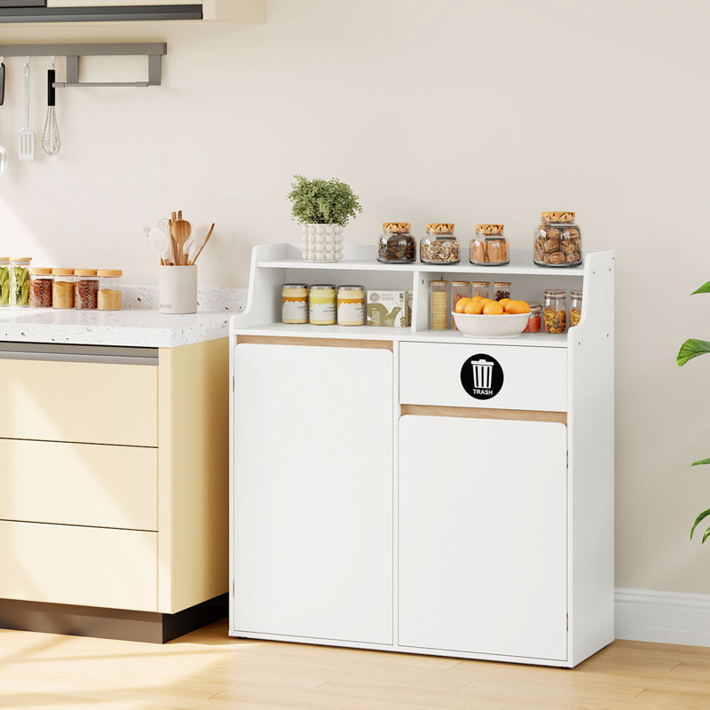 Armoire à poubelle double avec 2 compartiments ouverts
