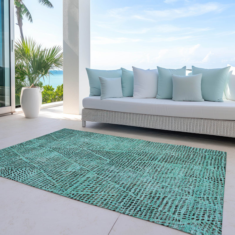 Jurnee Washable Geometric Indoor / Outdoor Rug, Rectangle 8' x 10'