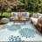 Ramveer Floral Blue/Ivory Reversible Indoor/Outdoor Plastic Straw Area Rug-159560932